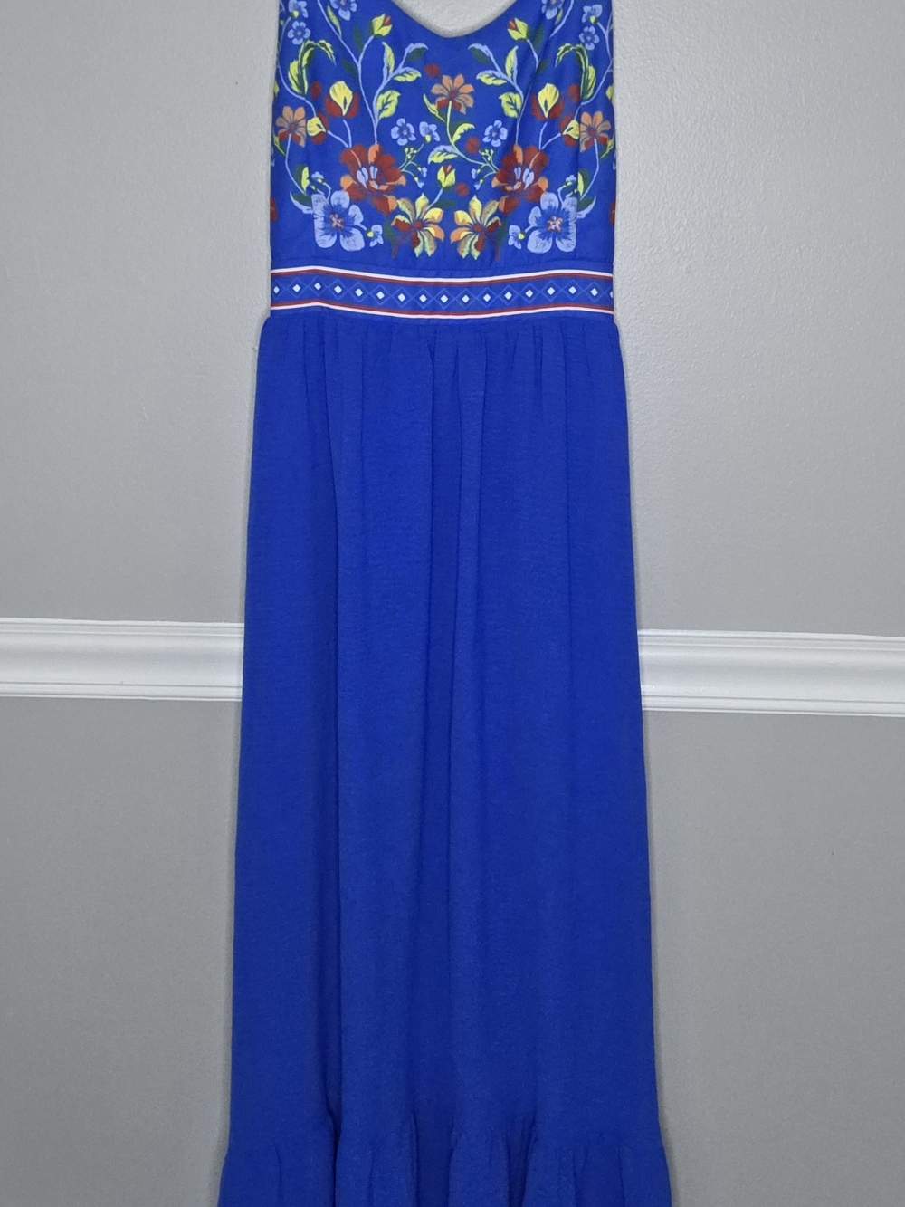 Cupshe Royal Blue Floral Embroidered Maxi Dress